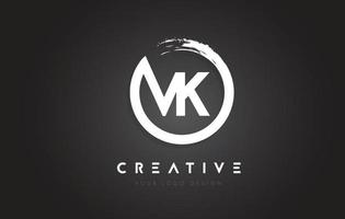 vk logo lettera circolare con design a pennello cerchio e sfondo nero. vettore