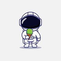 simpatico astronauta che porta un gelato vettore