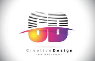 cd cd letter logo design con linee creative e swosh nel colore del pennello viola. vettore