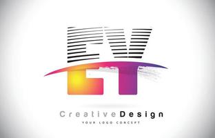 ey ey letter logo design con linee creative e swosh nel colore del pennello viola. vettore