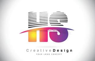 design del logo della lettera hs hs con linee creative e swosh nel colore del pennello viola. vettore
