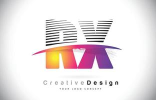 rx rx letter logo design con linee creative e swosh nel colore del pennello viola. vettore