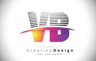 vb vb letter logo design con linee creative e swosh nel colore del pennello viola. vettore