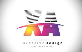 xa xa logo design della lettera con linee creative e swosh nel colore del pennello viola. vettore