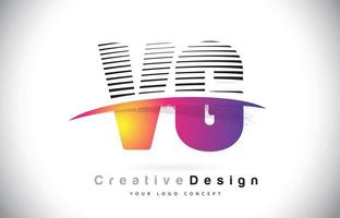 vg vg letter logo design con linee creative e swosh nel colore del pennello viola. vettore