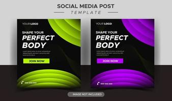 post sui social media della palestra fitness e design di banner web vettore