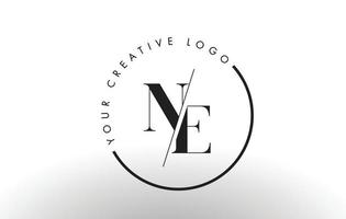 ne serif lettera logo design con taglio creativo intersecato. vettore