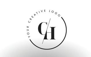 design del logo della lettera ch serif con taglio creativo intersecato. vettore