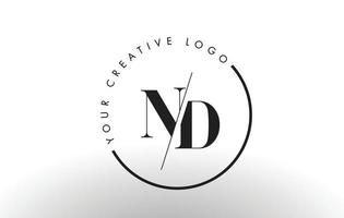 nd serif lettera logo design con taglio intersecato creativo. vettore