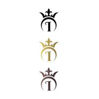 logo di lusso lettera mark i con corona e simbolo reale vettoriali gratis