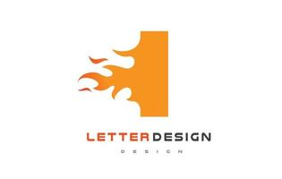disegno del logo della fiamma della lettera. concetto di lettering logo fuoco. vettore