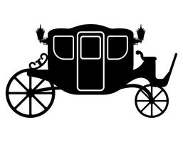 carrozza reale per il trasporto di persone nero contorno silhouette illustrazione vettoriale