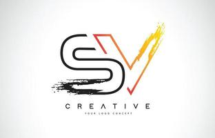 sv logo design moderno e creativo con colori arancioni e neri. disegno della lettera del tratto del monogramma. vettore