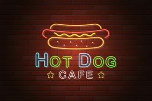 illustrazione di vettore di incandescente insegna hot dog caffè al neon