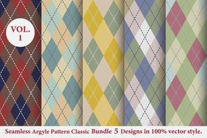 argyle modello classico vettore bundle 5 disegni tradizionali, sfondo trama tessuto