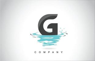 g lettera logo design con spruzzi d'acqua increspature gocce riflesso vettore