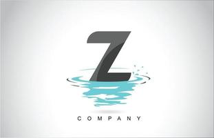 z lettera logo design con spruzzi d'acqua increspature gocce riflesso vettore