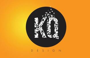 kq kq logo composto da lettere minuscole con cerchio nero e sfondo giallo. vettore