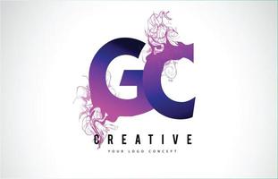 gc gc logo lettera viola design con effetto liquido che scorre vettore