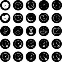 set di tempo, orologio. concetto di elementi di design dell'interfaccia utente. app conto alla rovescia digitale, kit interfaccia utente, interfaccia orologio mobile. è ora di lavorare, soldi, caffè, pregare, viaggiare, chiacchierare, studiare, pranzare, mangiare, dormire. vettore