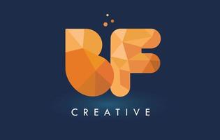 lettera bf con logo di triangoli di origami. design creativo origami giallo arancione. vettore