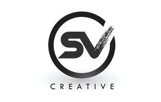 disegno del logo della lettera pennello sv. logo icona lettere spazzolate creative. vettore
