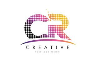 cr cr letter logo design con punti magenta e swoosh vettore