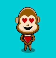 personaggio dei cartoni animati scimmia con amore vettore