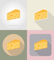 pezzo di formaggio icone cibo e oggetti icone piatte illustrazione vettoriale