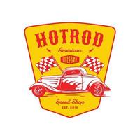 badge logo vettoriale di auto d'epoca per garage club personalizzato