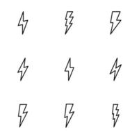 stile della linea dell'icona del fulmine vettore