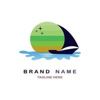 vettore di progettazione del modello di logo di barca a vela per marchio o azienda e altro