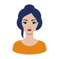bella ragazza con i capelli blu. avatar di donna per social network. vettore