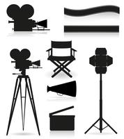 set icone sagoma cinematografia cinema e illustrazione vettoriale film