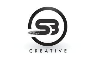 disegno del logo lettera pennello sb. logo icona lettere spazzolate creative. vettore