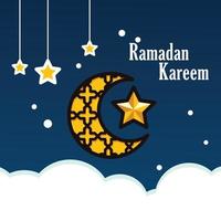 disegno di sfondo della luna e delle stelle del Ramadan Kareem vettore