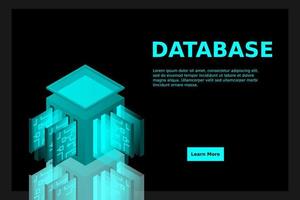 icona isometrica del data center, database e concetto di archiviazione dei dati cloud, slot per pcb, sala server vettore