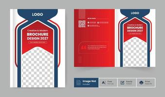 pagine azienda profilo aziendale brochure copertina layout tema. bifold moderno e colorato per un uso multiuso vettore