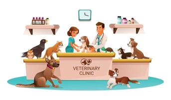 pubblicità del fumetto della clinica veterinaria vettore