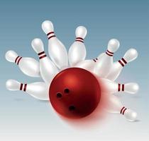 composizione di bowling con birilli vettore