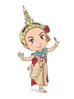 personaggio dei cartoni animati della tradizionale ballerina tailandese. vettore