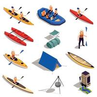 rafting kayak canoa set vettore