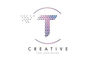 t rosa magenta punteggiato bolla lettera logo design vector