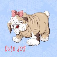 Cucciolo di cane felice del fumetto, ritratto del collare d&#39;uso del piccolo cane sveglio. vettore