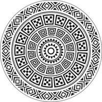 disegno tribale della mandala polinesiana, ornamento di vettore del modello di stile del tatuaggio geometrico hawaiano in bianco e nero.