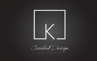 k logo design lettera cornice quadrata con colori bianco e nero. vettore