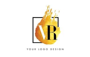 vr lettera logo circolare viola splash concetto di pennello. vettore