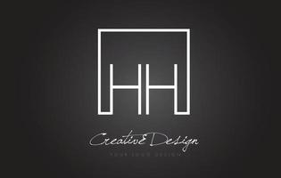 hh design del logo con lettera cornice quadrata con colori bianco e nero. vettore