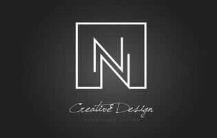 nn design del logo con lettera cornice quadrata con colori bianco e nero. vettore