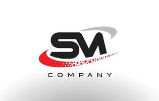 sm design del logo con lettera moderna con swoosh punteggiato rosso vettore